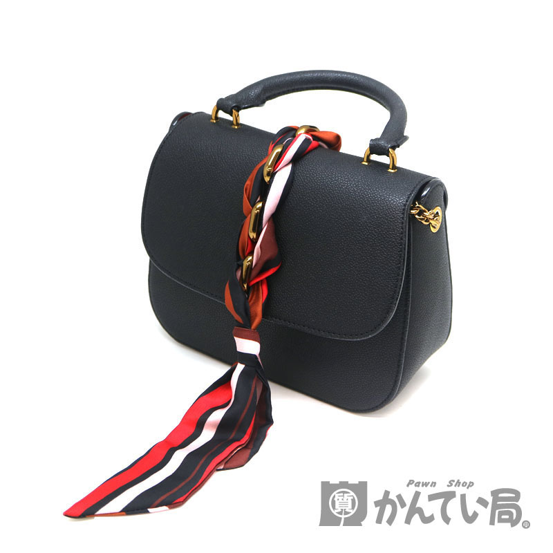 CHARLES&KEITH 【チャールズ&キース】ブレードリボンハンドルバッグ　2WAYバッグ　ショルダーバッグ　ブラック系　レザー　鞄　レディース　USED-10【中古】質屋　かんてい局 茜部店　A2005523