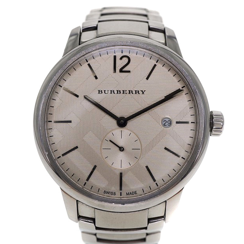 Burberry【バーバリー】 BU10004 クォーツ時計 クォーツ メンズ デイト機能 スモールセコンド 50Ⅿ防水 ラウンド SS(ステンレススチール )腕時計 【 中古】 USED-6 質屋 かんてい局細畑店 h2205756
