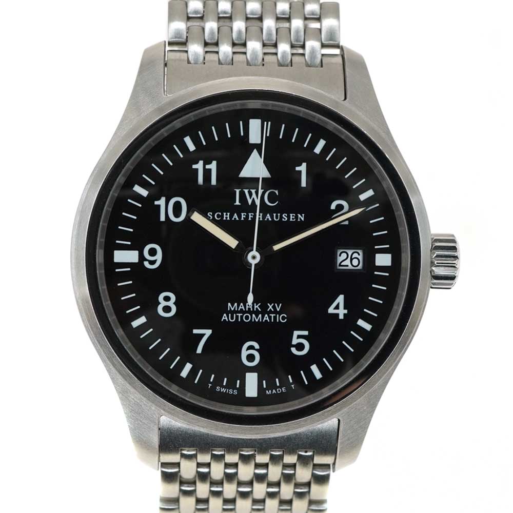 IWC【インターナショナルウォッチカンパニー】IW325302 3253-002 マークXV マーク15 黒文字盤 11連ブレス トリチウム 保証書あり 初期モデル 自動巻き  メンズ 腕時計【中古】USED-9 質屋 かんてい局北名古屋店 n22-6072