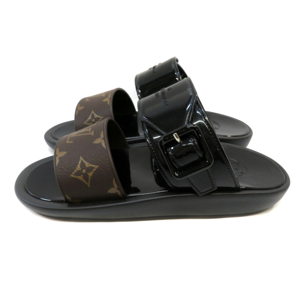 ルイ・ヴィトン ブラック　ラバーサンダル　36 Louis Vuitton ブラックレザーサンダル ヴィトン LVイソラライン 23年