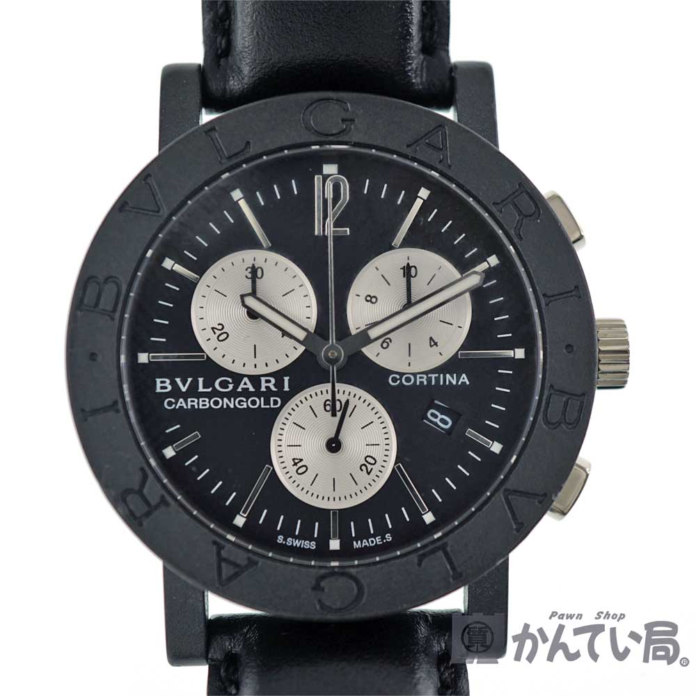 BVLGARI【ブルガリ】 BB38CLCH ブルガリブルガリ　カーボンゴールド　クロノグラフ　コルチナ　黒　クォーツ　メンズ　カーボン　レザー　999本限定　【電池交換済】 【中古】 USED-7 質屋かんてい局春日井店 k20-3931
