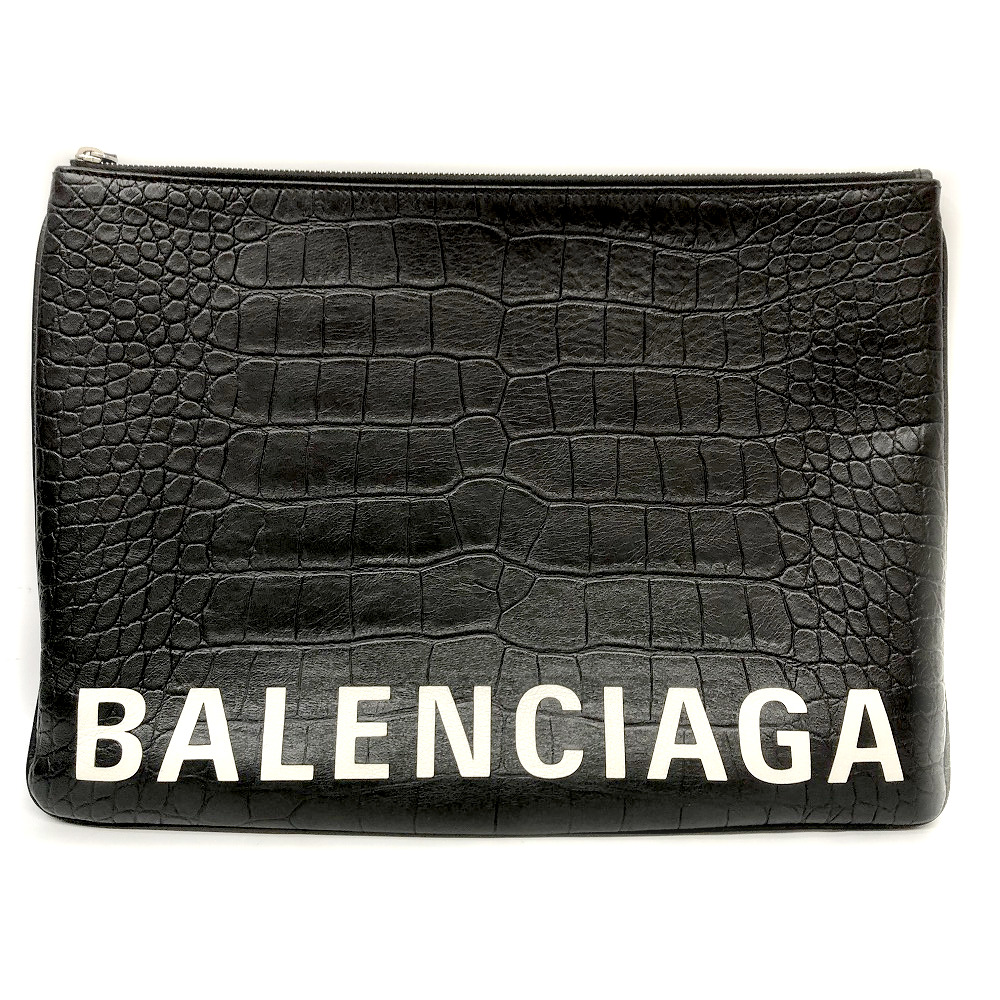 バレンシアガ クロコ 型押し クラッチバッグ balenciaga-