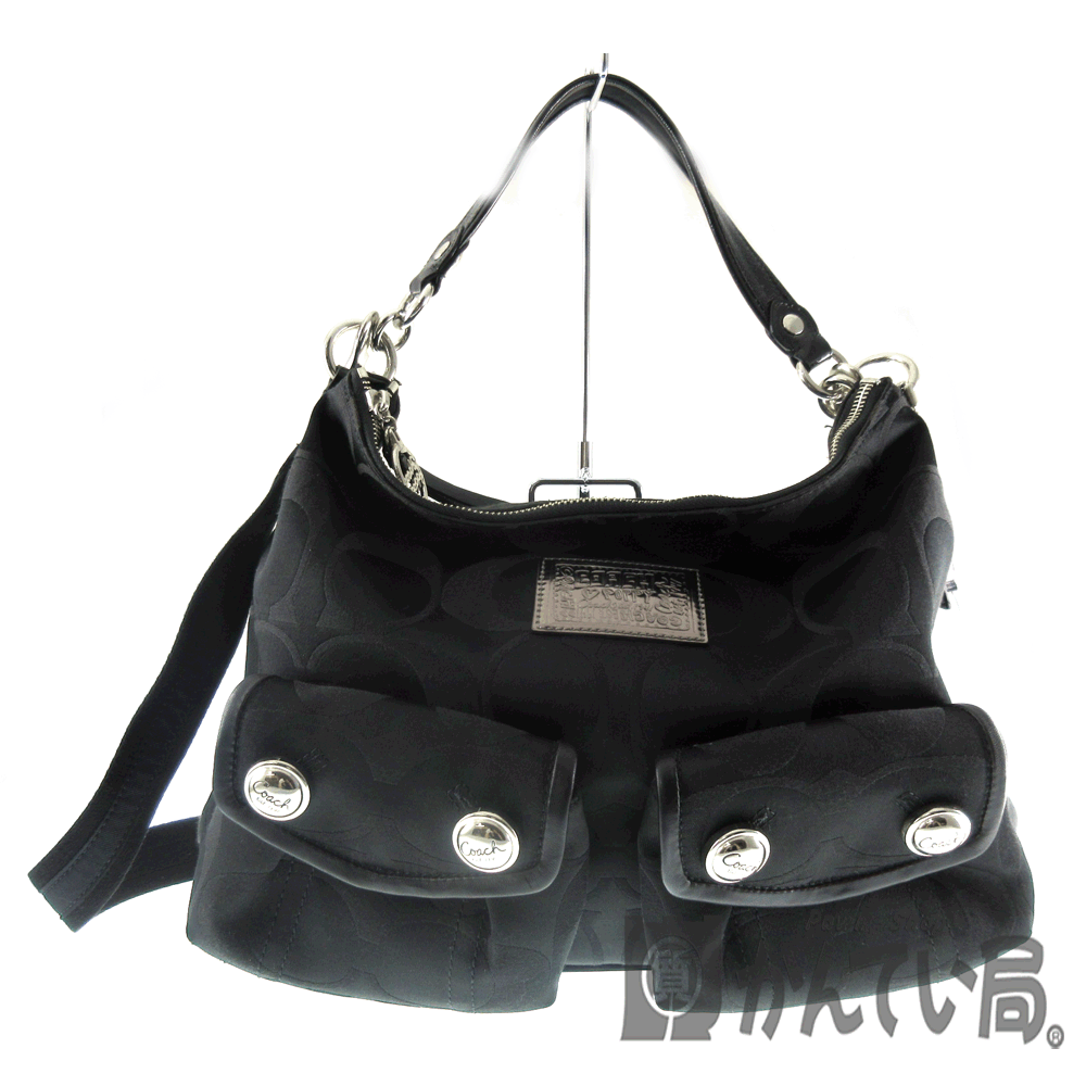 COACH【コーチ】F16495 ショルダーバッグ  キャンバス  ブラック系 　ブランド　ファッション　レディース　鞄　2WAY【中古】USED-B【6】k20-4629　質屋　かんてい局春日井店