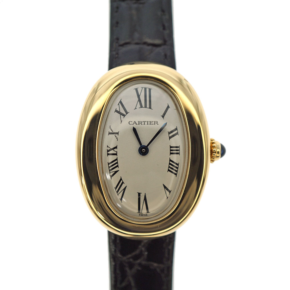 Cartier【カルティエ】W1506056 ベニュワール K18YG レザーベルト レディース クォーツ アイボリー文字盤 ブラック/革【メンテナンス済】【メーカー保証書付き】【中古】USED-9 質屋かんてい局春日井店 k22-4090