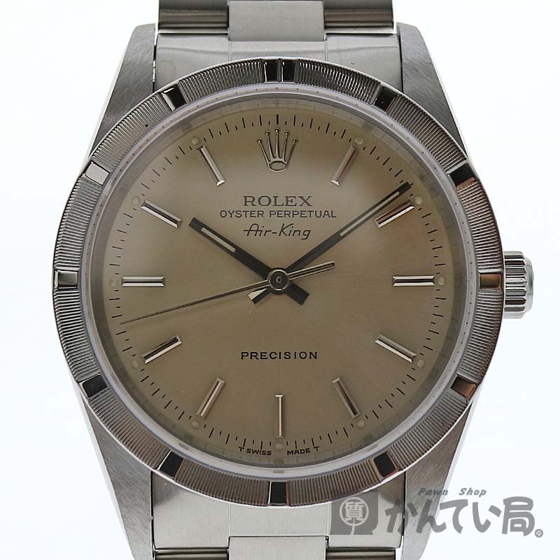 【保証書付】 ロレックス エアキング 14010 エアキング W番台  エンジンターンドベゼル 腕時計 メンズ ステンレススチール SS ROLEX 自動巻き【中古】 質屋 かんてい局小牧店 c20-3909  USED-9
