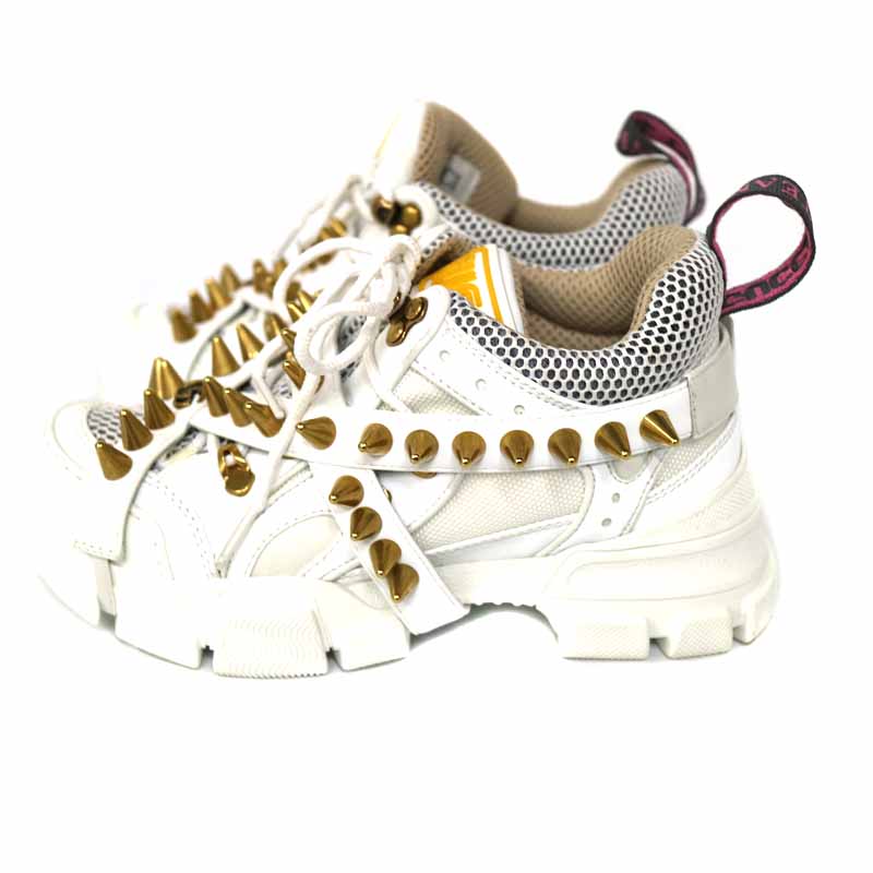 GUCCI ホワイト スニーカー　スタッズ White Women's Ace Embroidered Trainers | GUCCI® US