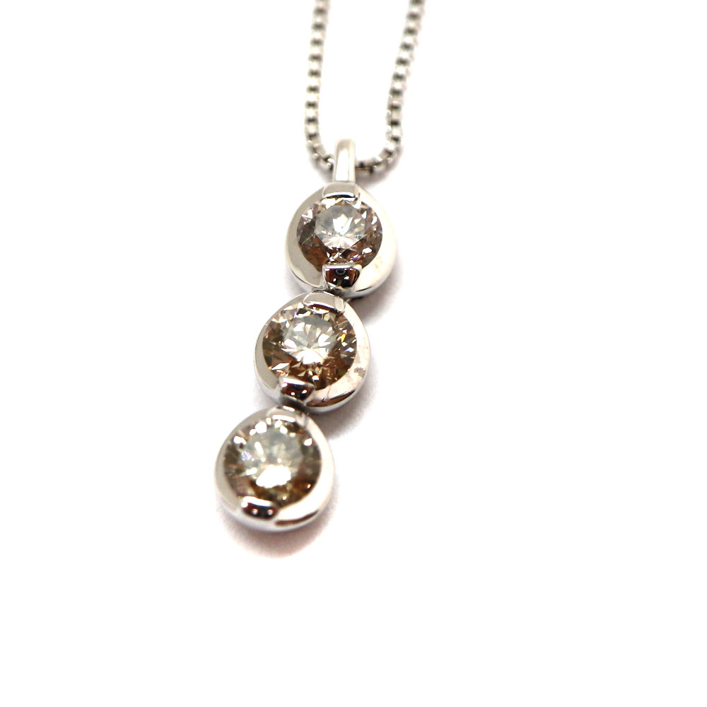 K18WG ダイヤモンド ネックレス 0.21CT - ネックレス