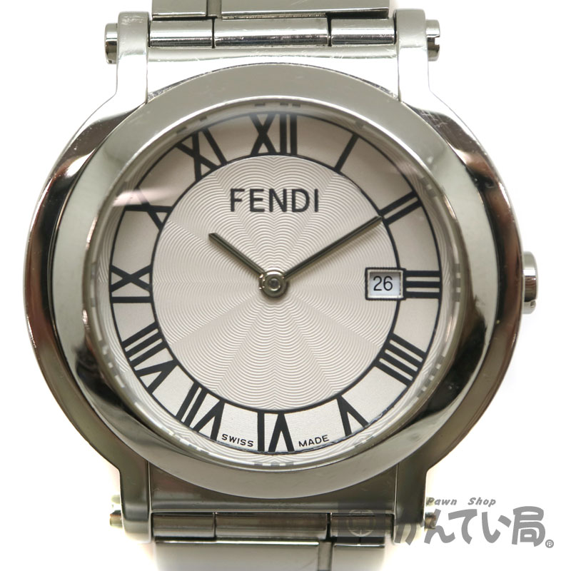 質屋かんてい局オンラインショップ Fendi フェンディ 6100g クオーツ クアドロ ステンレススチール 白文字盤 メンズ 腕時計 Used 6 中古 質屋 かんてい局茜部店