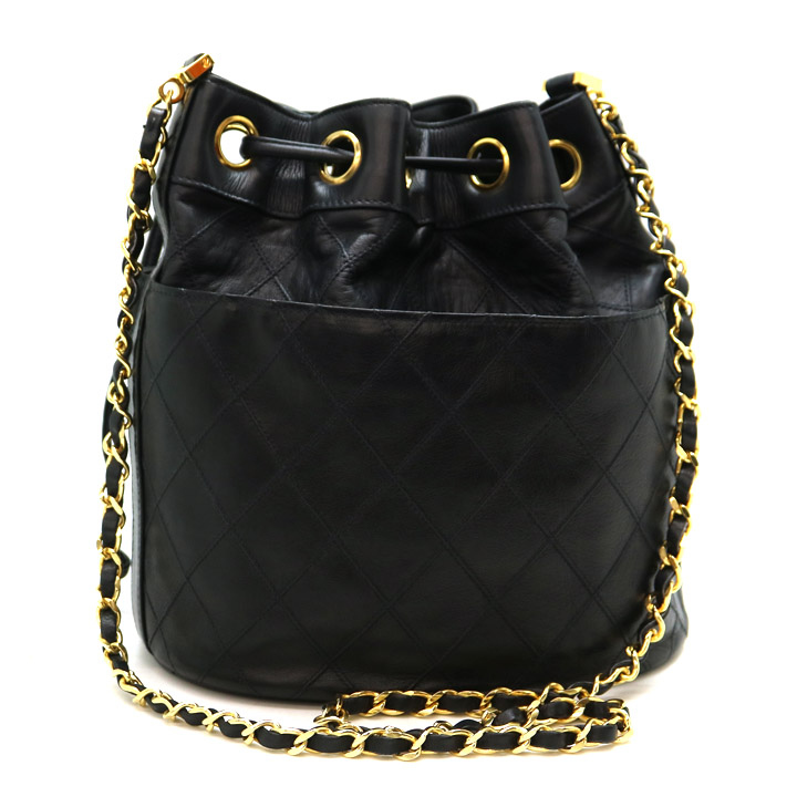 超美品★ヴィンテージ　CHANEL マトラッセ★巾着　チェーンショルダーバッグ OLD CHANEL マトラッセ巾着Wチェーンショルダー（赤） – Vintage Shop