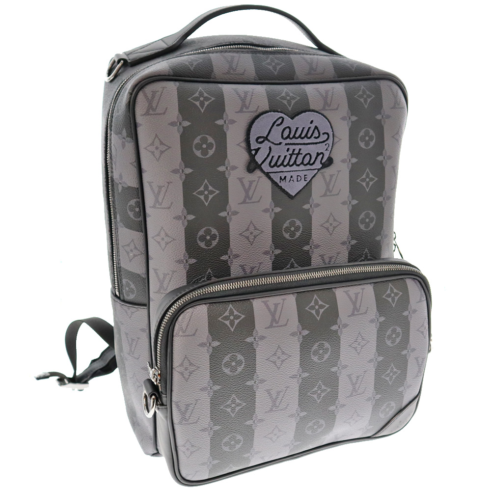 質屋かんてい局オンラインショップ Louis Vuitton ルイヴィトン M モジュラー バックパック リュックサック 2way ショルダーバッグ 鞄 かばん ブランド ブラック 黒 グレー系 シルバー金具 モノグラム ストライプ エクリプス メンズ 中古 Used 7 質屋かん