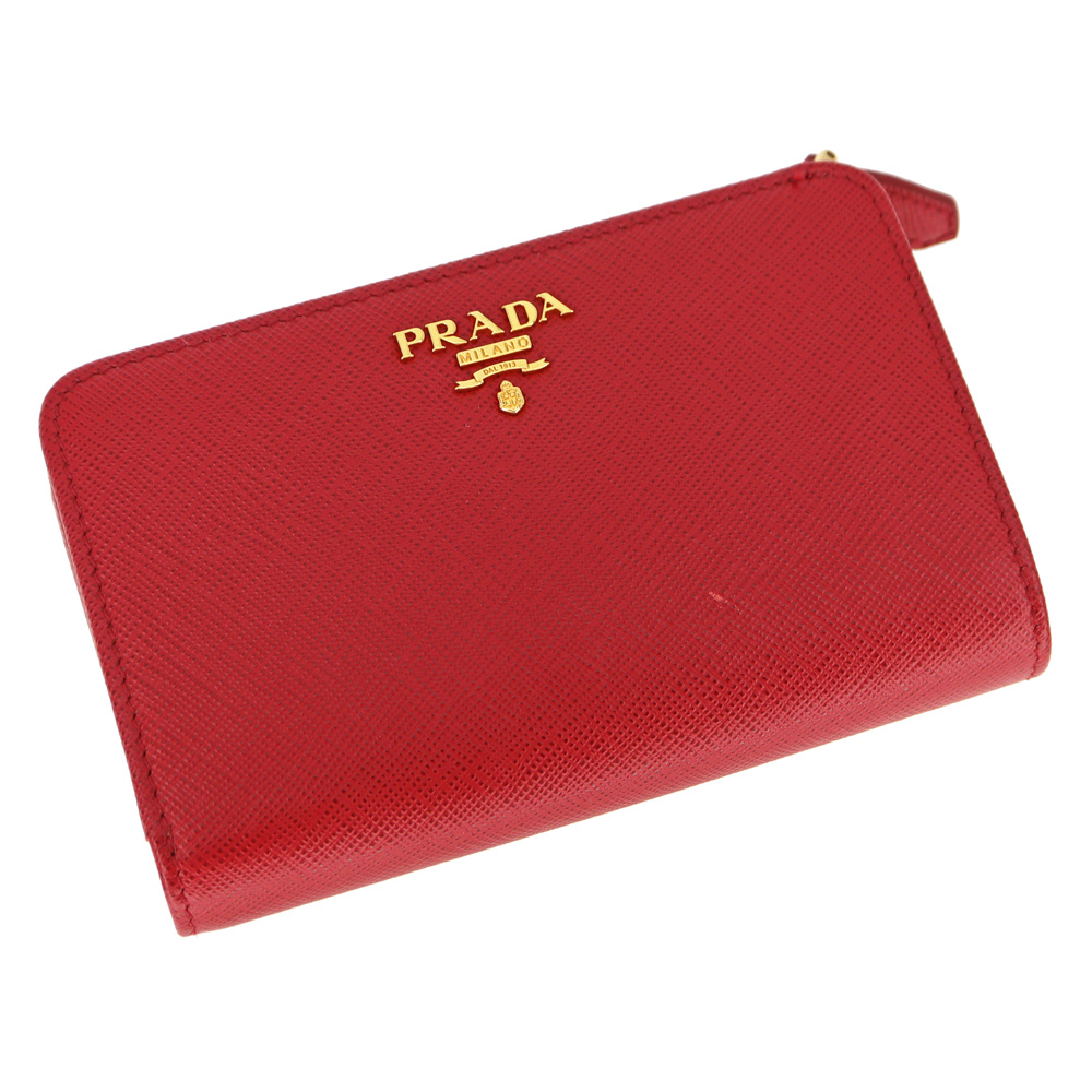 ファッション小物プラダ 二つ折り 財布 赤 レッド - 財布