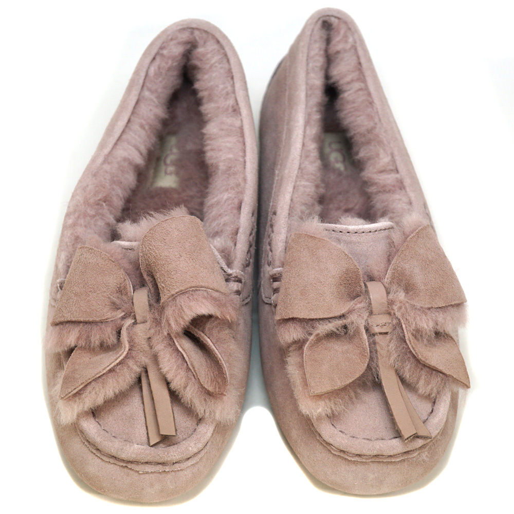 極美品！UGG アンスレー リボン ファー パフ ボウ モカシン 23cm 極美