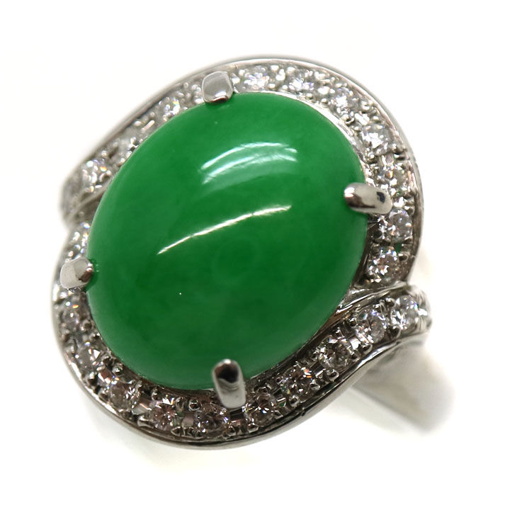 指輪　アクセサリー　11号　K18 pt900 翡翠 ダイヤモンド 指輪 アクセサリー 11号 K18 pt900 翡翠 ダイヤモンド 質屋かんてい局