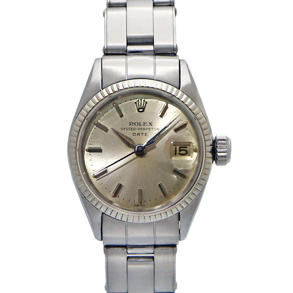 ロレックス Rolex 6517 オイスターパーペチュアルデイト レディース 自動巻き 腕時計 シルバー 9番【中古】