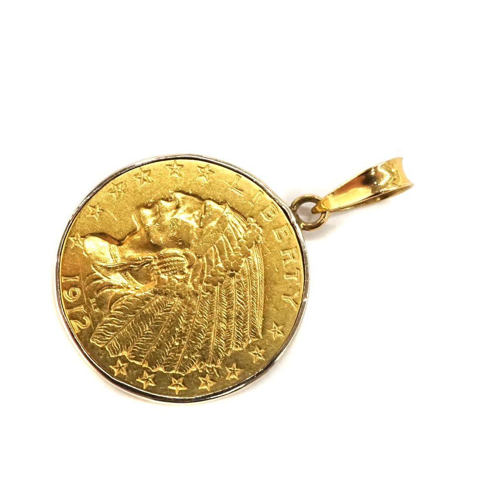 質屋かんてい局オンラインショップ / 北名古屋店 K24 K18 24金 18金 K18枠インディアンコイン ペンダントトップ 【中古】
