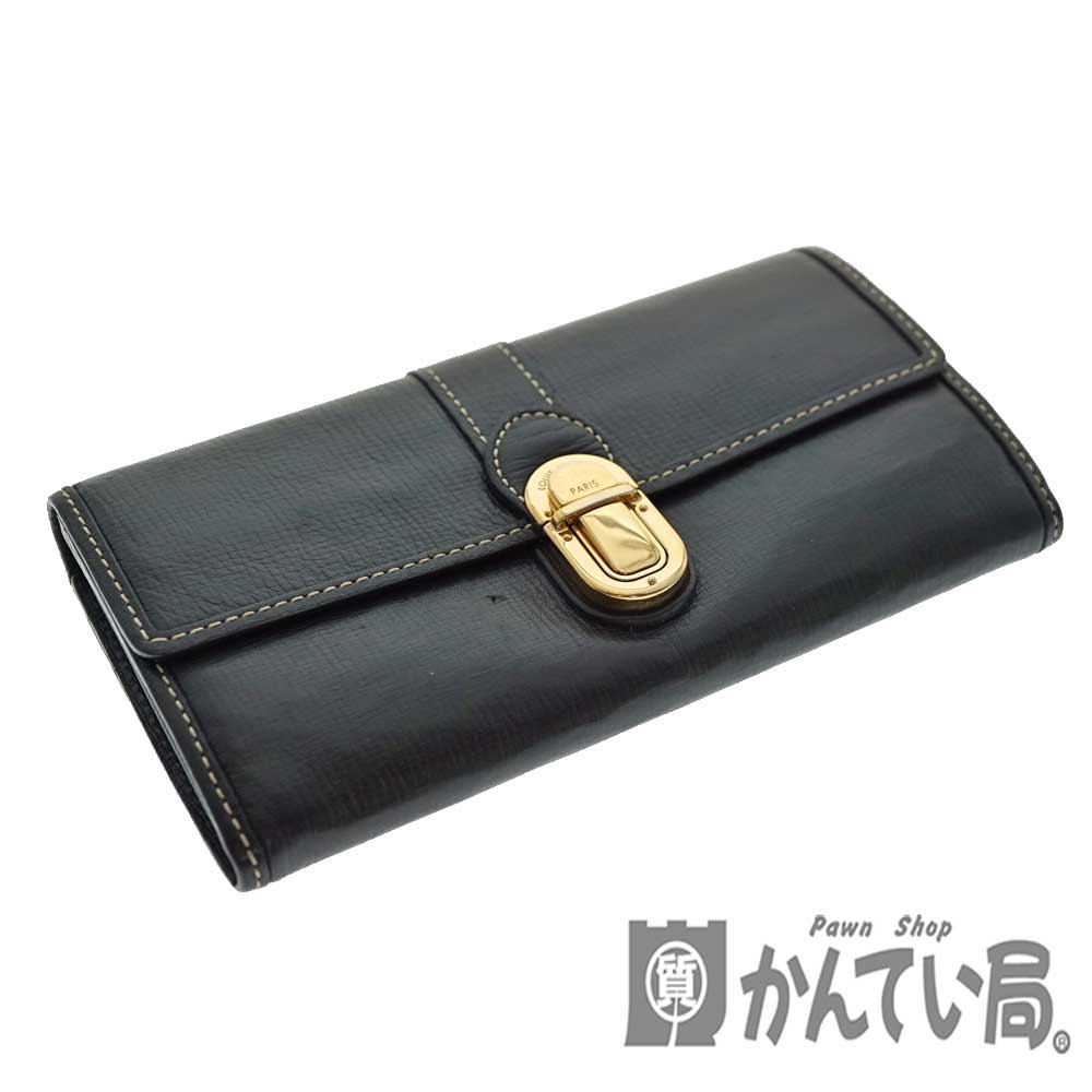 LOUIS VUITTON【ルイ・ヴィトン】M93767 ポルトフォイユサラ・キュイール 長財布 レザー ユタ ライン ホワイトステッチ ダークネイビー 濃紺 アンクル さいふ レディース【中古】USED-6　質屋かんてい局北名古屋店 n20-5591