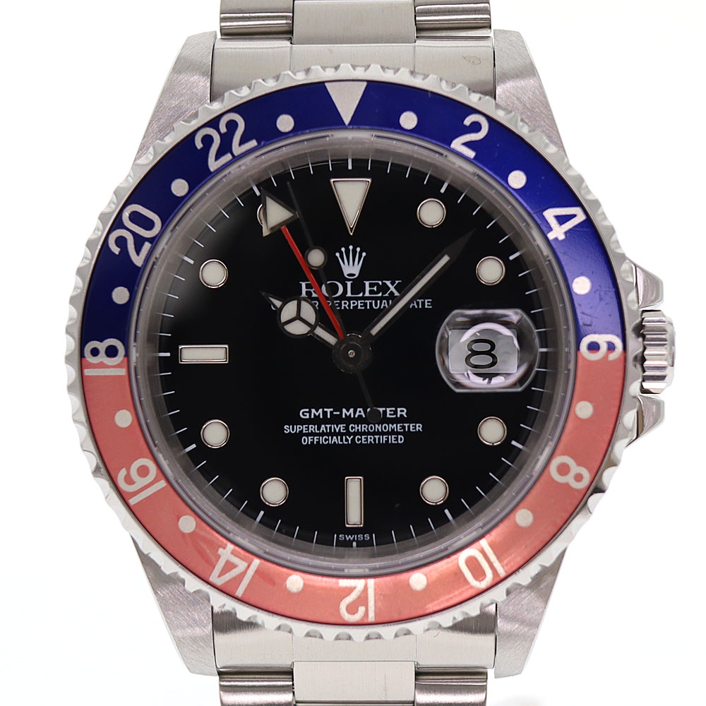 ROLEX【ロレックス】16700 GMTマスター U番 1997~98年頃製造 ルミノバ  SS(ステンレス) ペプシ 自動巻き 腕時計 メンズ ブラック スポーツモデル メンテナンス済【中古】USED-9 質屋 かんてい局店小牧店 c22-4828