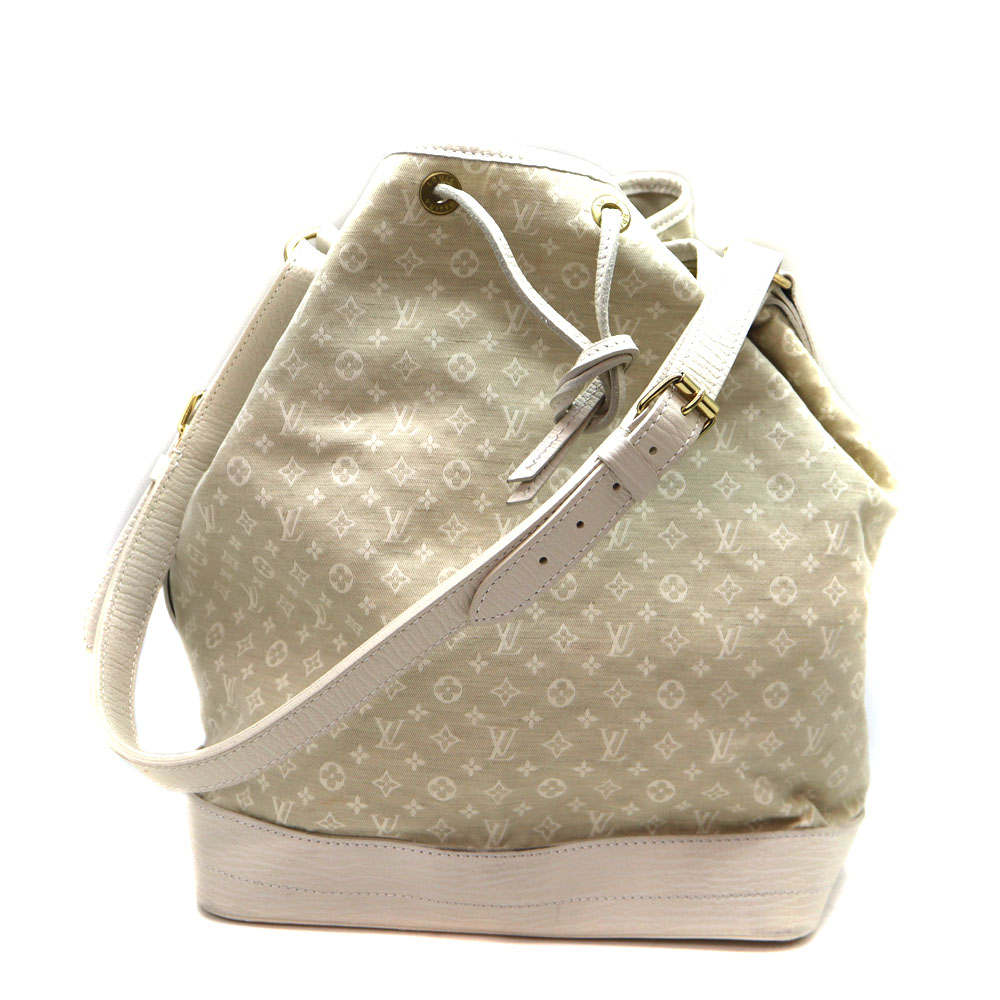 LOUIS VUITTON【ルイヴィトン】M95315　ノエ　ショルダーバッグ　モノグラムミニラン　デュンヌ　ホワイト系/白系　キャンバス　レザー/革　レディース【中古】USED-6　質屋かんてい局茜部店　A22-8868