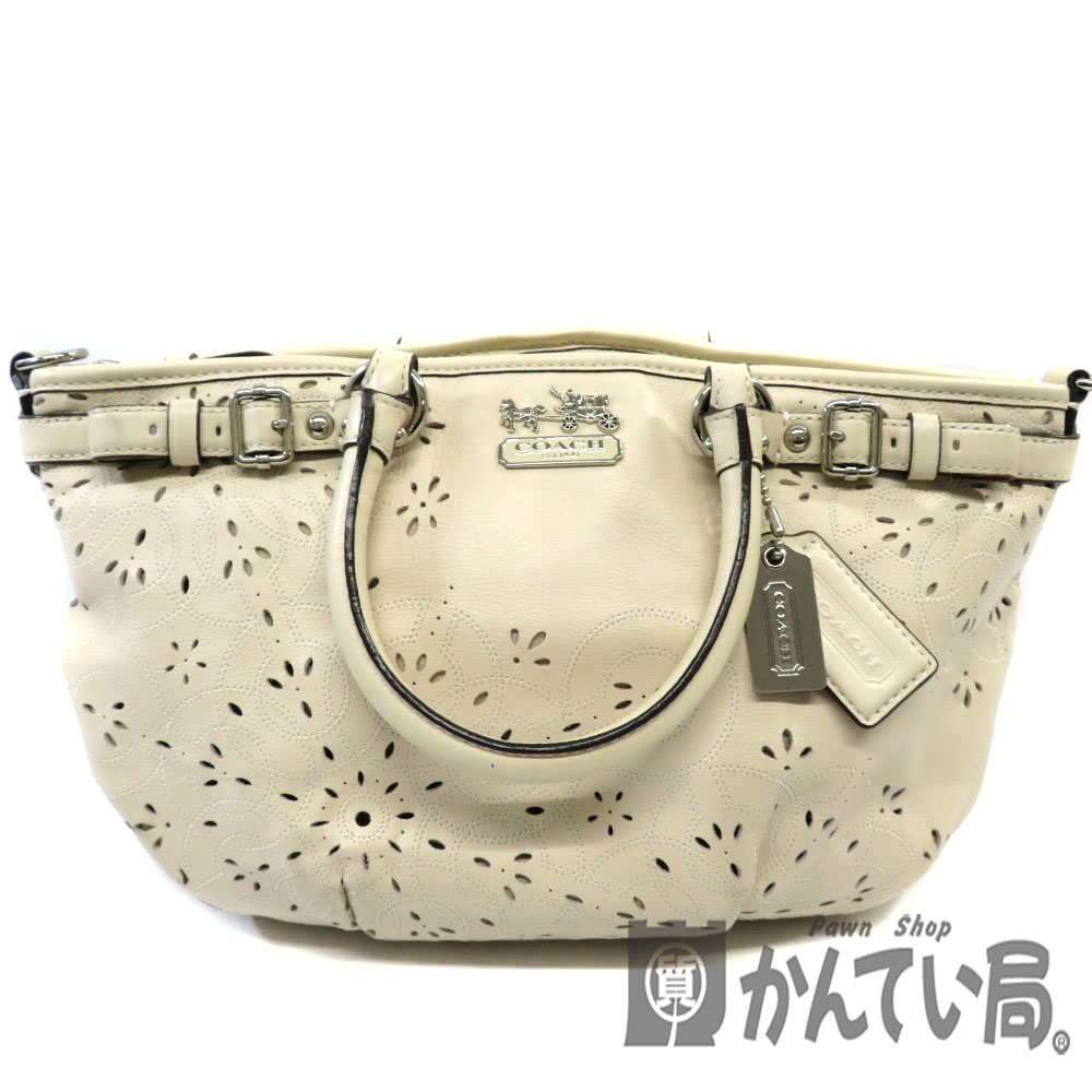 質屋かんてい局オンラインショップ Coach コーチ 2wayバッグ ハンドバッグ ショルダーバッグ パンチング レディース 白 ホワイト 中古 Used 6 質屋 かんてい局細畑店 H