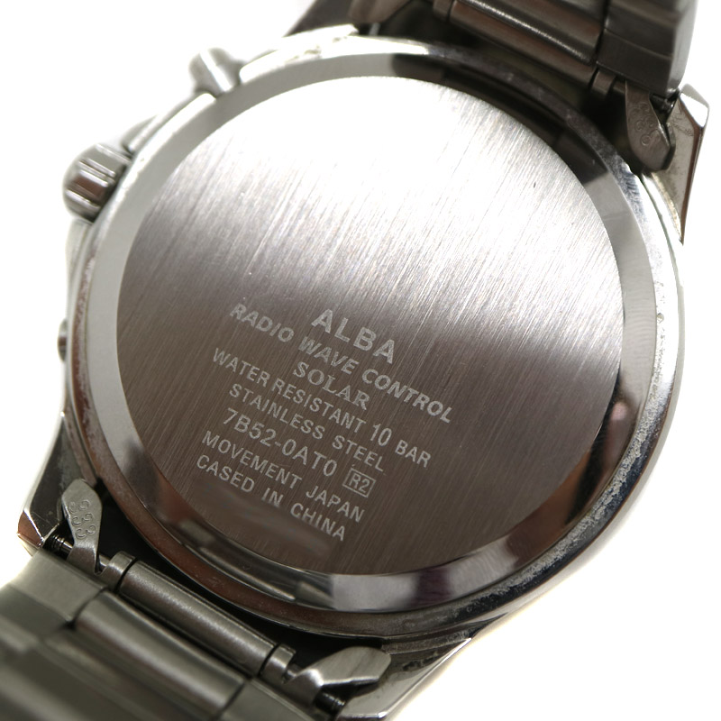 SEIKO【ソーラー】　ALBA　アルバ　7B52-OATO　電波ソーラー　ステンレススチール　日付表示　メンズ　ブランド　ファッション　腕時計　 USED-8【中古】　A2007145　質屋　かんてい局茜部店