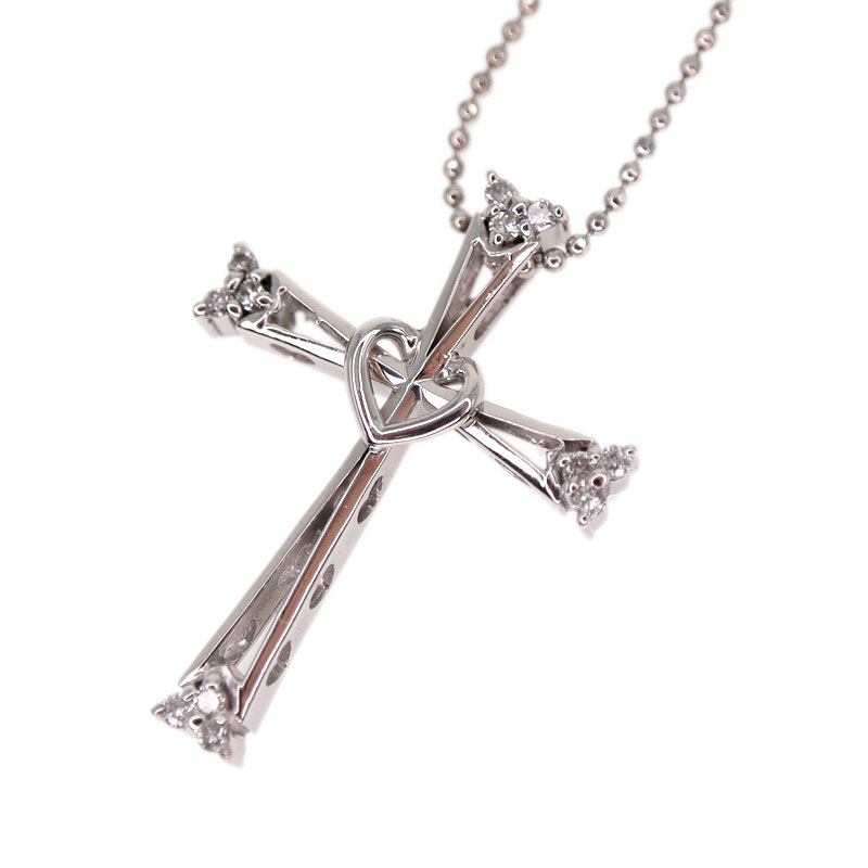 18K WG ホワイトゴールド クロス ダイヤ ネックレス D0.05ct 質屋かんてい局オンラインショップ / K18WG【18金ホワイト