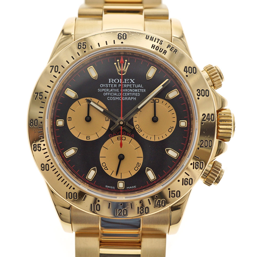 ROLEX【ロレックス】116528 デイトナ Z番 ルーレット刻印 YG 金無垢 イエローゴールド 自動巻き メンズ 腕時計 ブラック/シャンパン文字盤 メンテナンス済み【中古】USED-9【質屋かんてい局北名古屋店】n21-6762