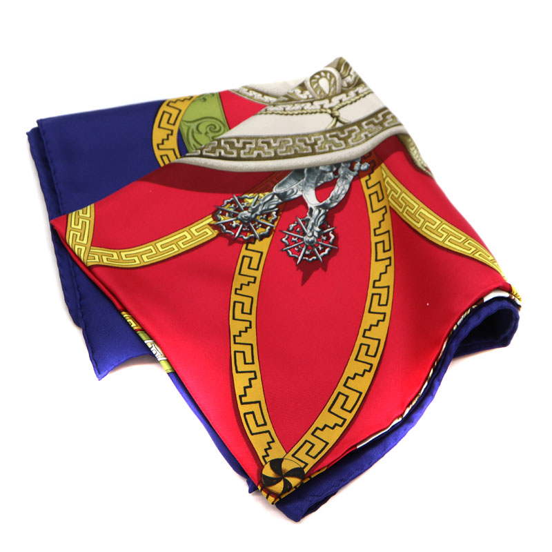 HERMES【エルメス】　カレ90　CHARREADA　シルク100%　スカーフ　SILK　　紺/ネイビー系　桃/ピンク系　　レディース【中古】USED-8　質屋　かんてい局茜部店　A22-9054