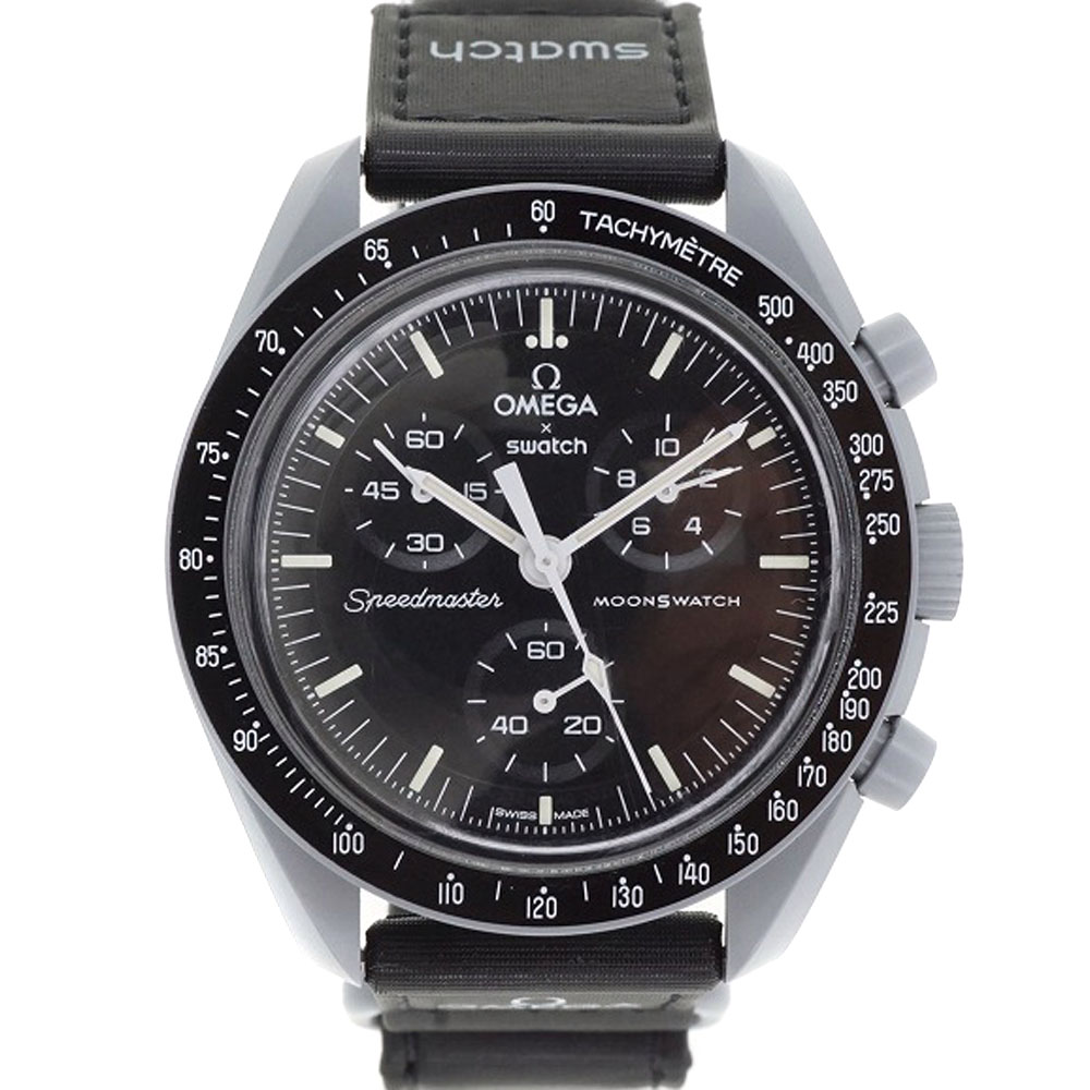 Swatch【スウォッチ】 S033M100 ミッショントゥザムーン クオーツ 電池式 メンズ クロノグラフ 3気圧防水 ラウンド バイオセラミック ベルクロ 腕時計 【中古】USED-8 質屋 かんてい局細畑店 h2207314