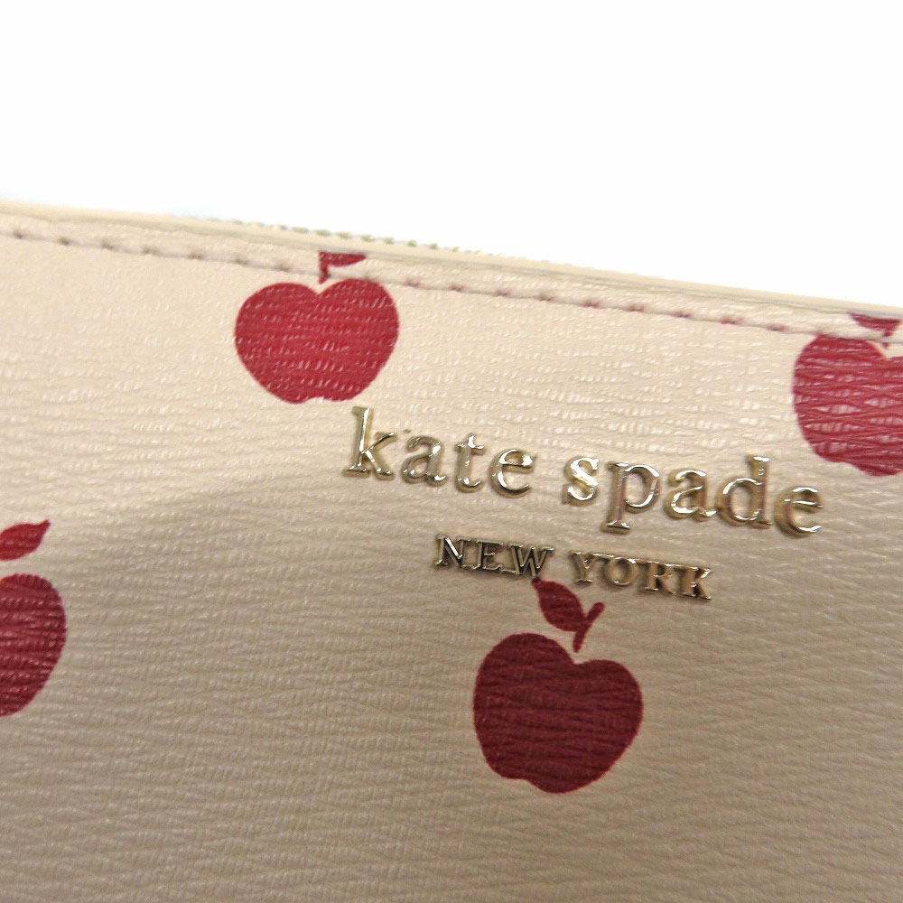 値下げ！kate spade リンゴ柄 長財布 ベージュ/レッド kate spade リンゴ柄 長財布 - メルカリ