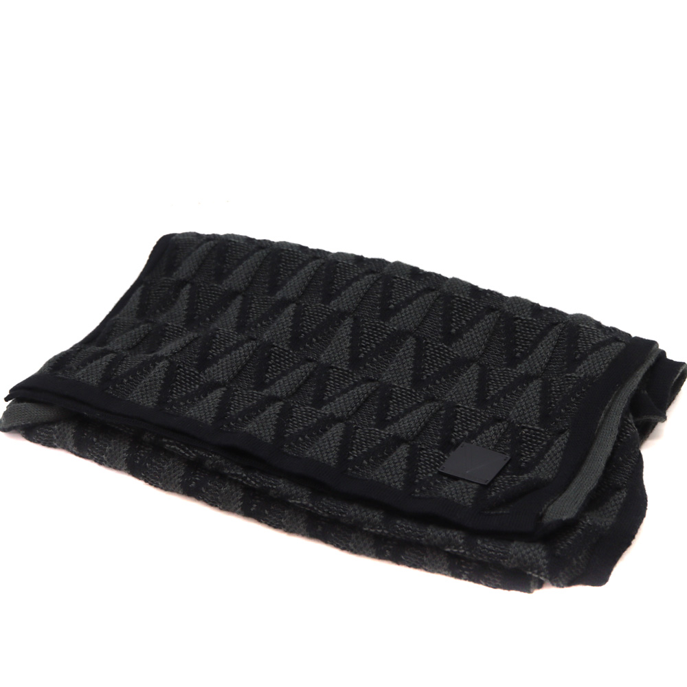 LOUIS VUITTON カシミヤマフラー ブラック 中古品 LOUIS VUITTON(ルイ