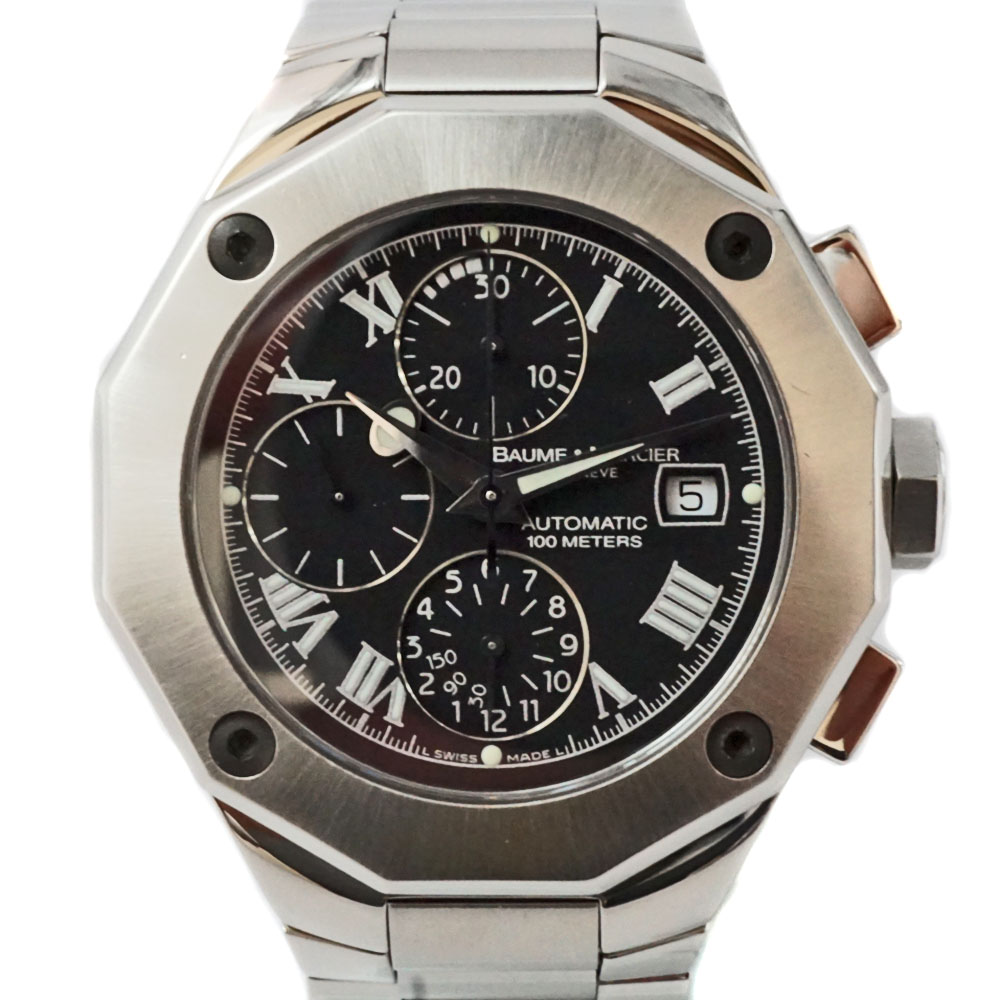 ボーム&メルシエ Baume&Mercier 65541 リビエラ クロノグラフ 腕時計 ブラック【中古】