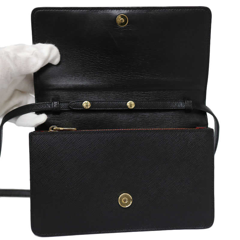 お値下げ♪美品♪ プラダ PRADA サフィアーノ リボン ウォレットポシェット PRADA（プラダ） リボン ミニショルダーバッグ ポシェット ピンク
