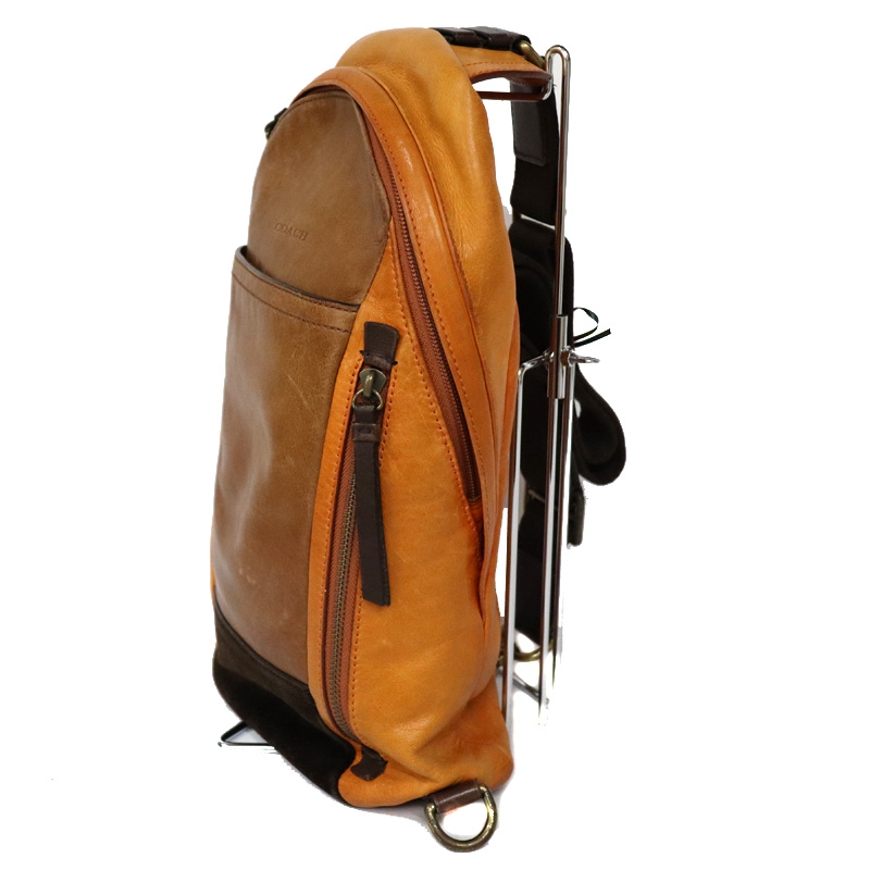 コーチ ボディバッグ 70796 レザー スウェード ブラウン ブラック