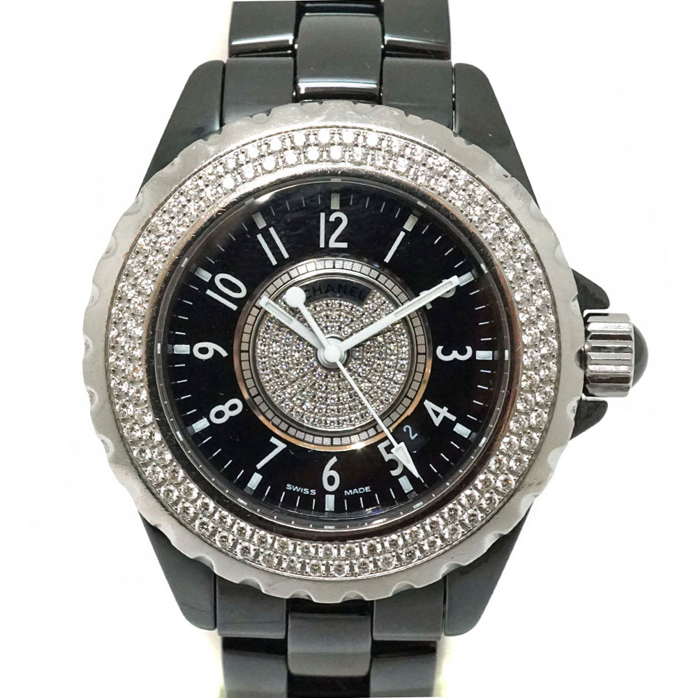 シャネル Chanel H1708 J12 ダイヤ 腕時計 クオーツ セラミック ブラック【中古】