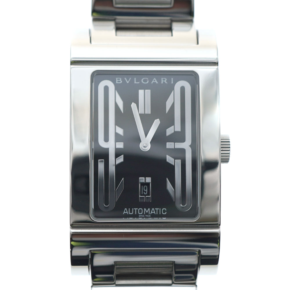 ブルガリ レッタンゴロ RT45S 革ベルト 自動巻き ブラック メンズ