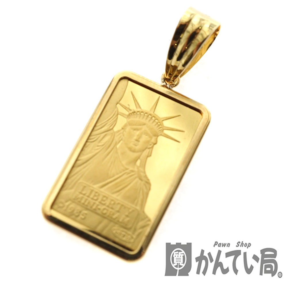 K24【24金】インゴットバー付き ペンダントトップ K18枠 18金 純金 リバティ インゴット  FINE GOLD アクセサリー ジュエリー【中古】USED-8 質屋かんてい局北名古屋 n20-6506