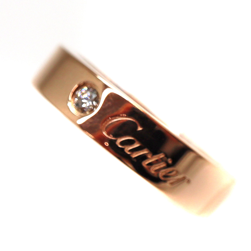 カルティエ Cartier エングレーブド1Pダイヤリング 指輪 K18PG 18金ピンクゴールド【中古】