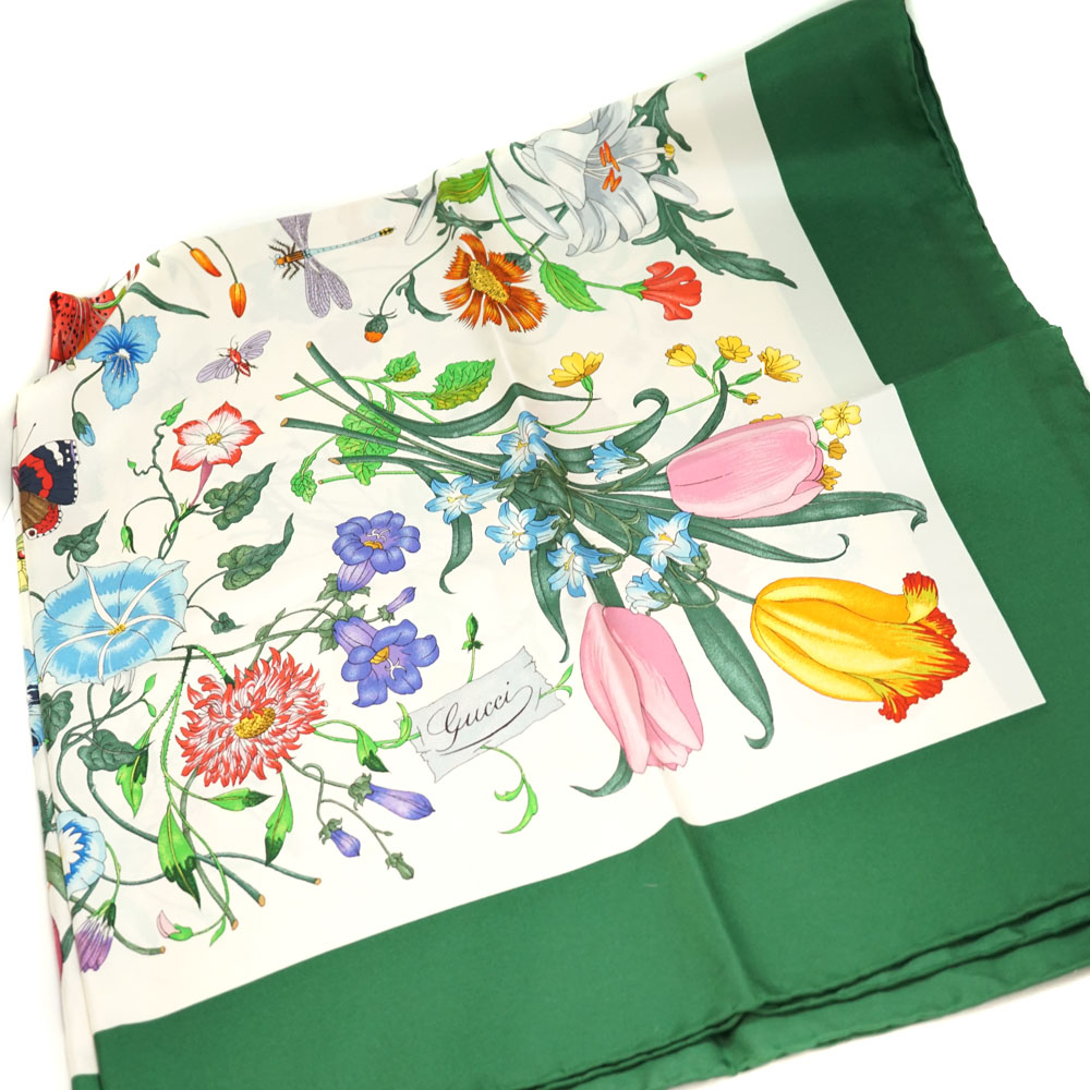 【⭐️新品未使用⭐️】GUCCI グッチ シルク グリーン スカーフ 絹100% 質屋かんてい局オンラインショップ / 北名古屋店 GUCCI【グッチ