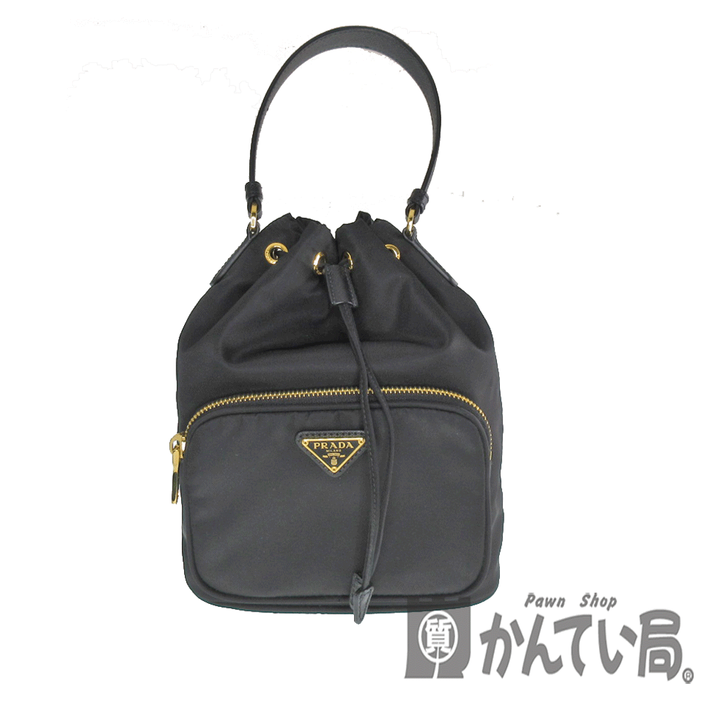 PRADA【プラダ】1BH038　2WAYバッグ　ナイロン　ブラック系×ゴールド系　レディース　軽量　ブランド　ショルダー　ハンドバッグ　【中古】USED-A【8】k20-6392　質屋　かんてい局春日井店