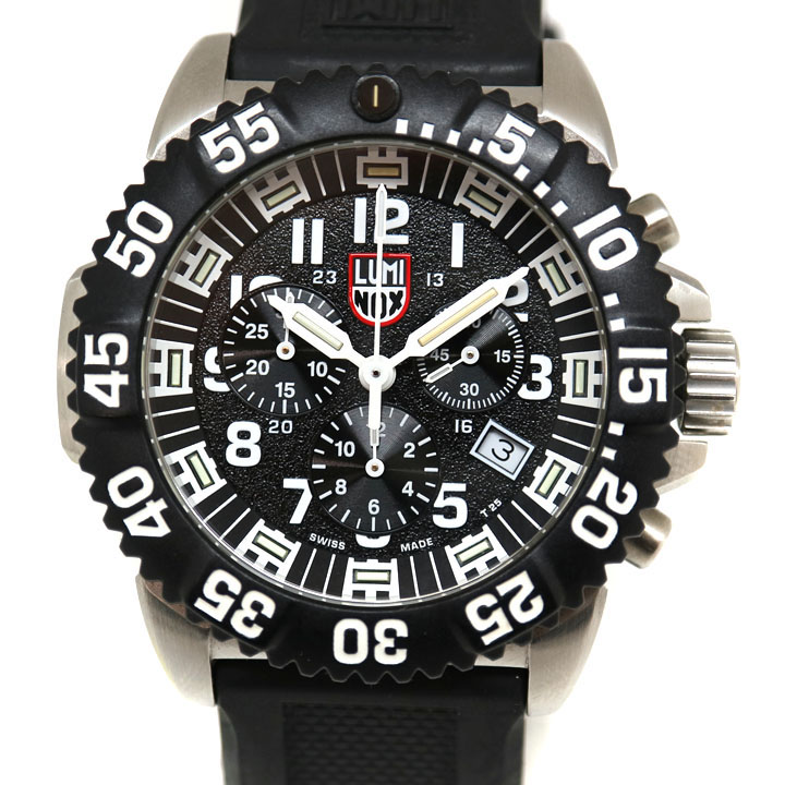 Luminox【ルミノックス】　3181　ネイビーシールズ/3180シリーズ　ステンレススチール　ラバー　クォーツ　クロノグラフ　メンズ　腕時計　 カジュアル　USED-7【中古】　A21-8768　質屋　かんてい局茜部店