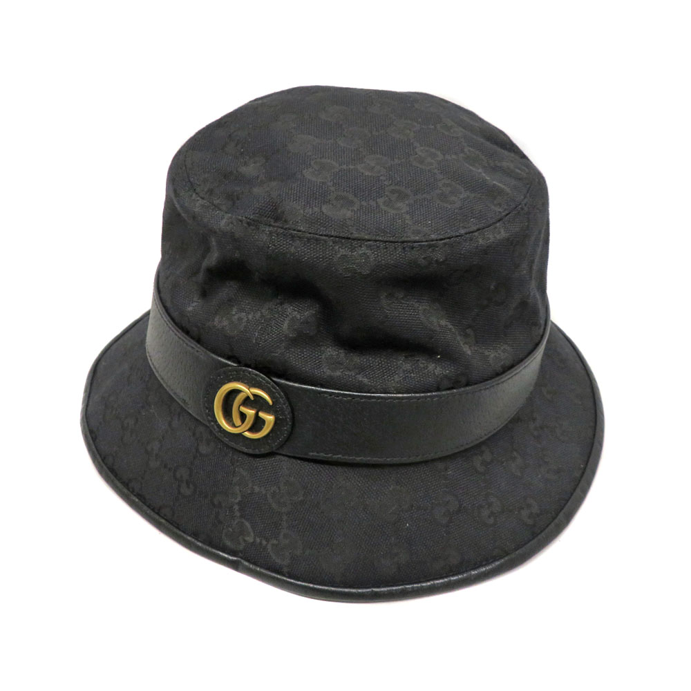 グッチ Gucci 576587 バケットハット 帽子 ブラック系 【中古】