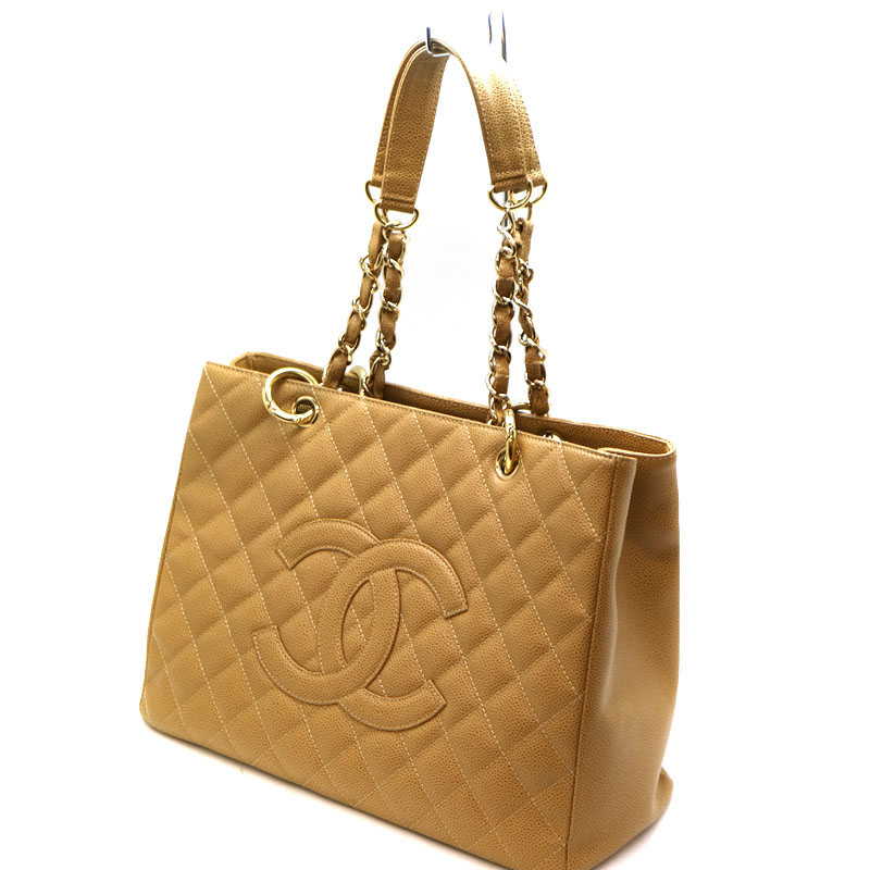 CHANEL 【シャネル】A50995　GSTトート　トートバッグ　キャビアスキン　レザー　ベージュ系　ゴールド金具　USED-7 【中古】A2008389　質屋　かんてい局茜部店