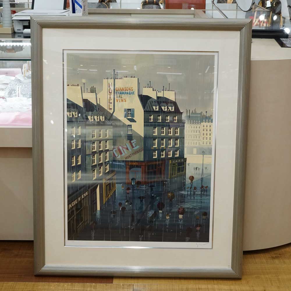 質屋かんてい局オンラインショップ 絵画 ヒロ ヤマガタ 山縣博導 レイニィーディ 233 250 風景 ビル ホテル 雨 インテリア アート 壁紙 絵 お洒落 デザイン画 アンティーク 中古 Used 6 質屋かんてい局北名古屋店 N 6524