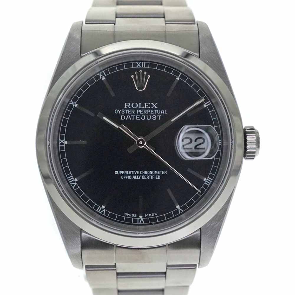 ROLEX【ロレックス】 16200 デイトジャスト 自動巻き ブラック メンズ SS ステンレススチール カレンダー 100m防水 シンプル メンテナンス済み USED-SA 【中古】質屋かんてい局細畑店 h2106877