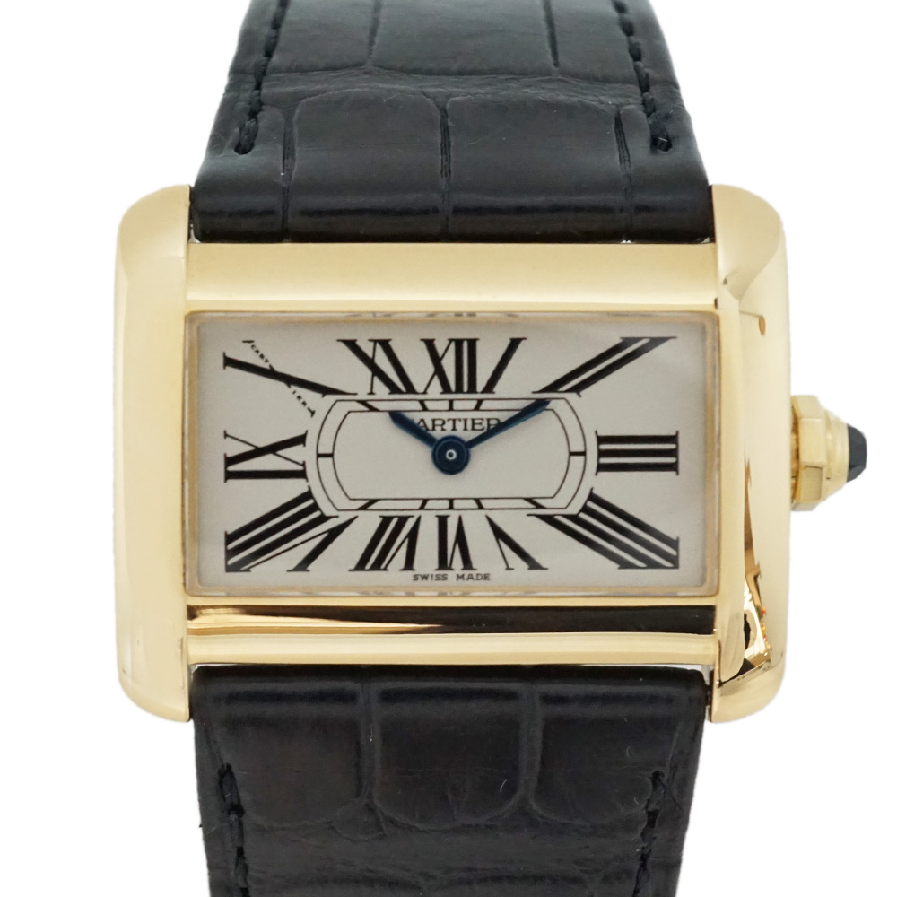 CARTIER ミニタンク 腕時計 K18YG 革 レディース