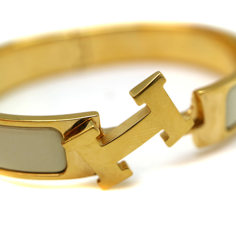 【美品】エルメス　HERMES　クリッククラックホワイト　ゴールド　ブレスレット 楽天市場】エルメス HERMES クリック クラック PM ブレスレット