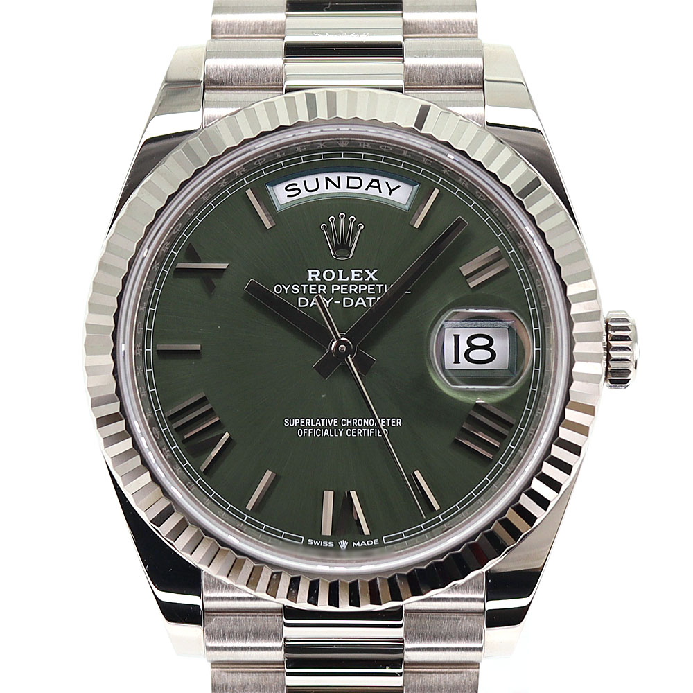 ROLEX【ロレックス】228239 デイデイト40 2022年1月購入品 ミントグリーン 100m防水 ホワイトゴールド(WG) カレンダーメンズ 腕時計 メンテナンス済【中古】USED-9 質屋 かんてい局小牧店 c22-6969