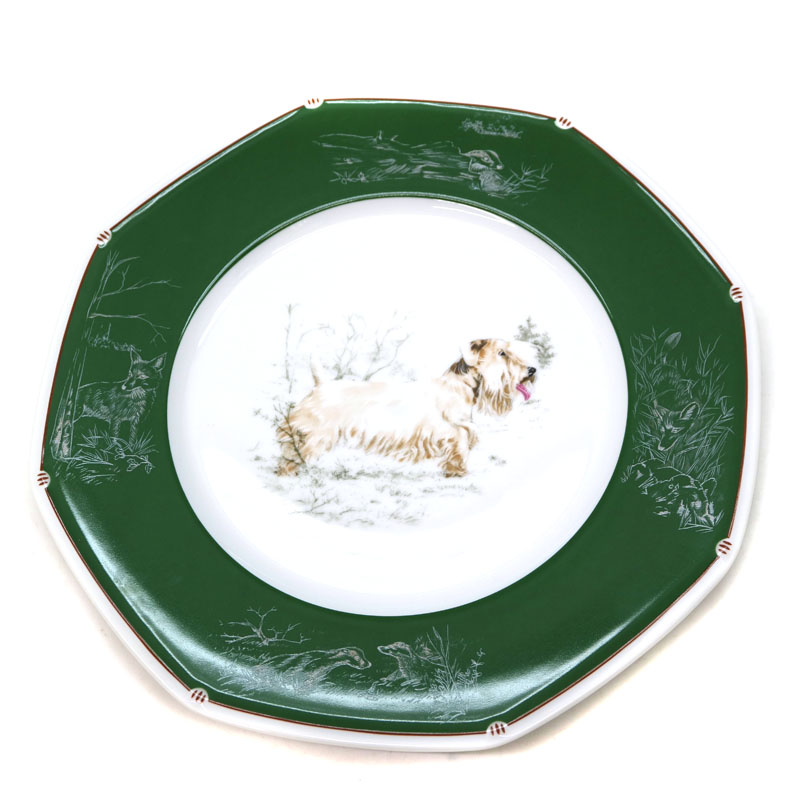 超特価セール商品 HERMES 新品エルメスシャスグリーン緑21cmプレート八角皿ダックスフンド犬 食器