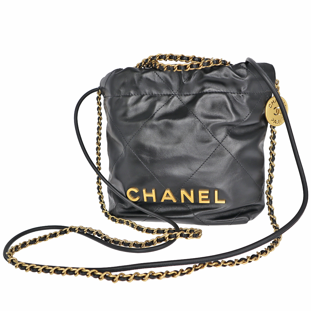 シャネル Chanel AS3980 シャネル22ミニ ハンドバッグ チェーンショルダー ブラック カーフスキン【中古】