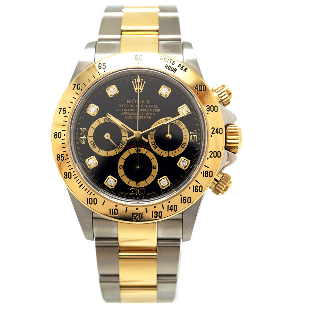 ロレックス Rolex 16523G コスモグラフ デイトナ 8Pダイヤ ブラック 腕時計【中古】